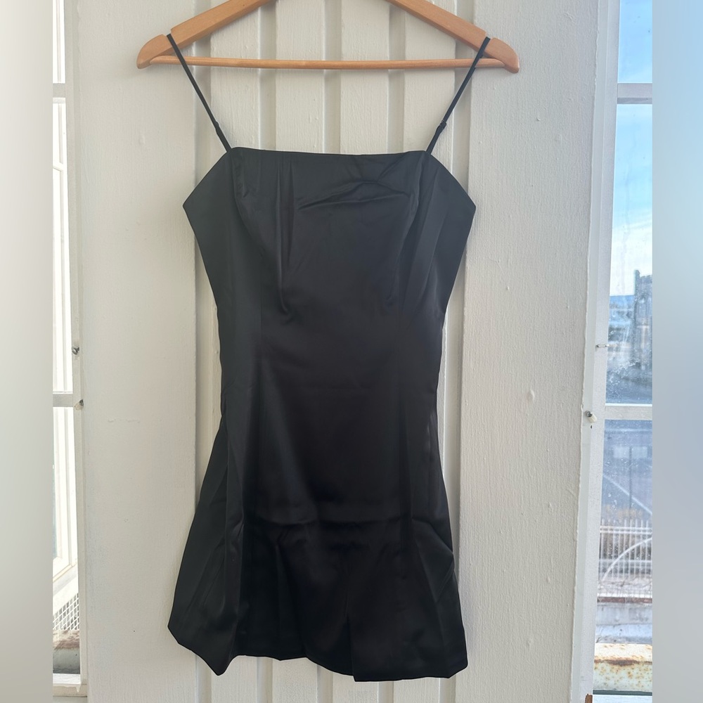 **SOLD** Aritzia Sunday Best Shimmer Satin Dress - 0/XS, Black - Picture 2 of 3